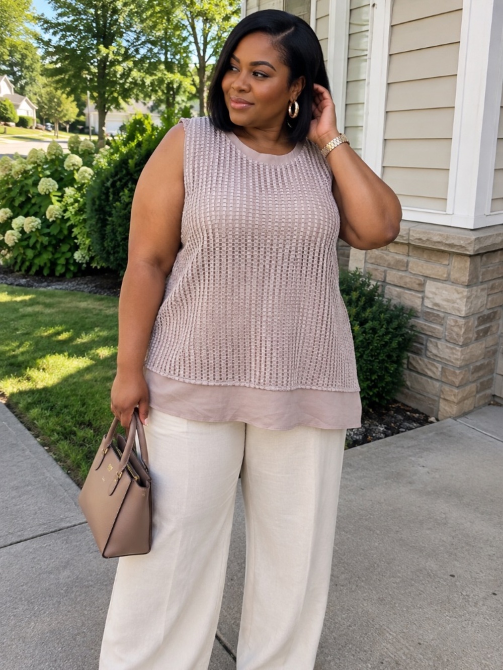 Blush Textured Layered Top